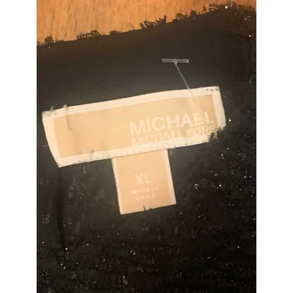 Michael Kors Top XL Black with Shine Sleeveless Keyhole Button Back